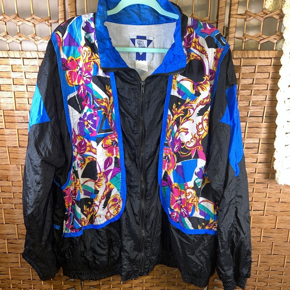Vintage 80s Shell Shock Women's Full Zip Windbreaker Jacket Size 2X